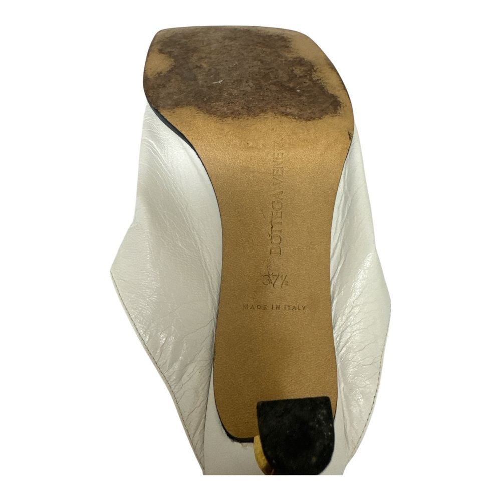 Bottega Veneta Mule Sandals 37.5 Glossy Lambskin‎ Gold Heel Square Sole Women’s - Picture 13 of 16